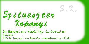 szilveszter kopanyi business card